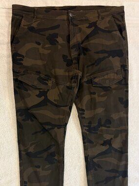 Hedge Camo Cargo Jogger Pants Men's XL Green Black Stretch